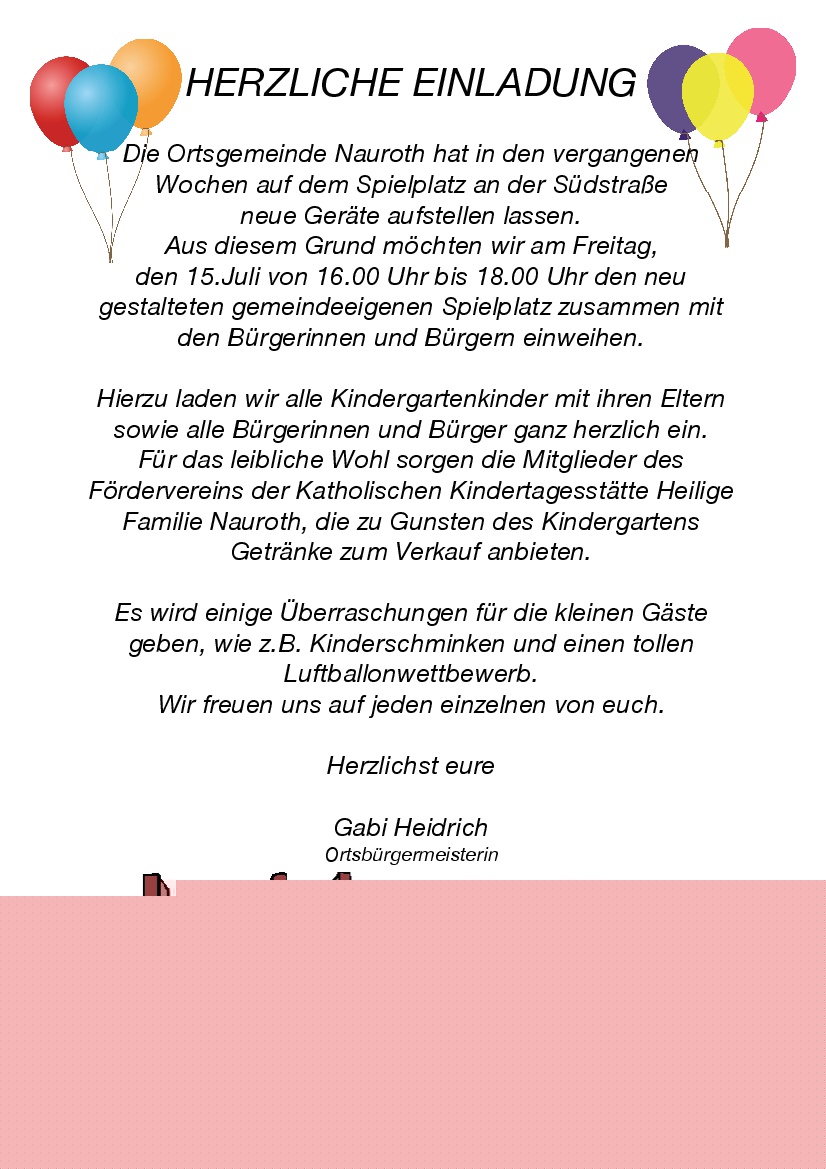 Einladung zur Einweihung des Spielplatzes