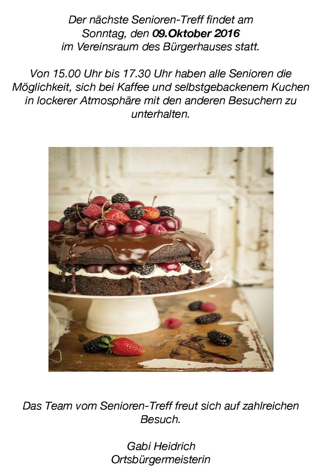 Einladung zum Seniorentreff
